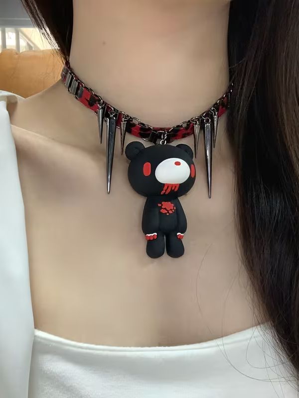 Black and Red Rivet Necklace
