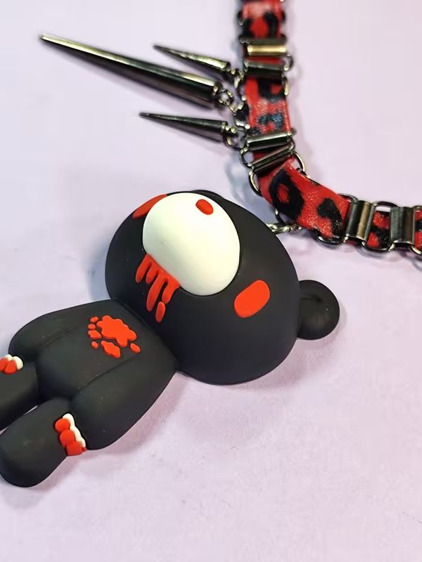 Black and Red Rivet Necklace