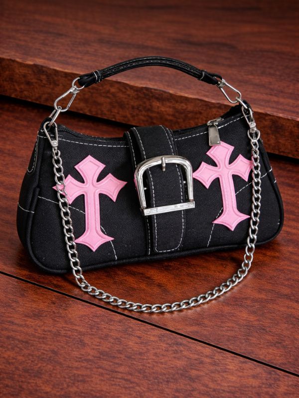 Pink Cross Bag Black