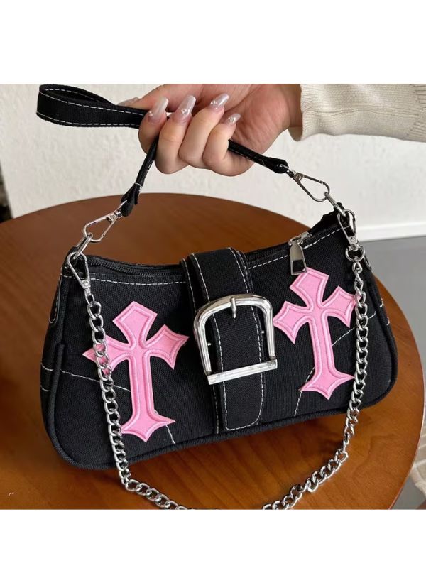 Pink Cross Bag Black