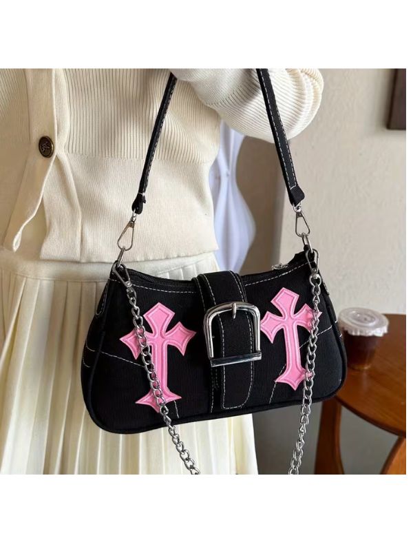 Pink Cross Bag Black