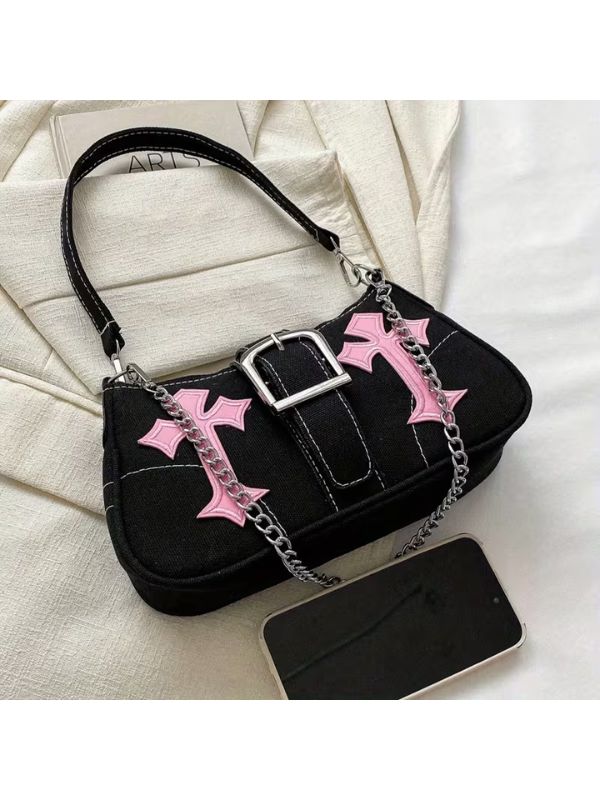 Pink Cross Bag Black