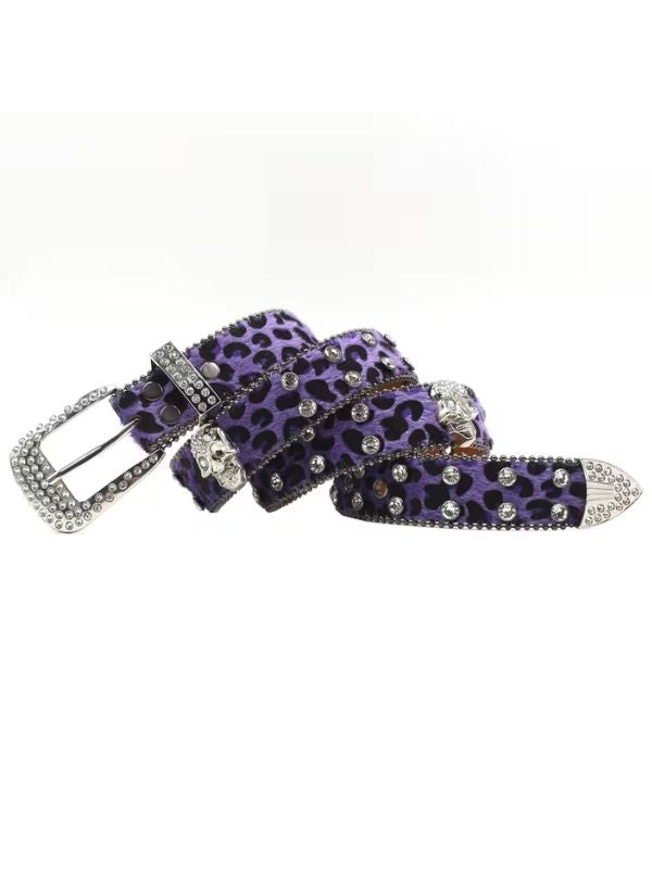 Purple Rhinestone Skull Belt
