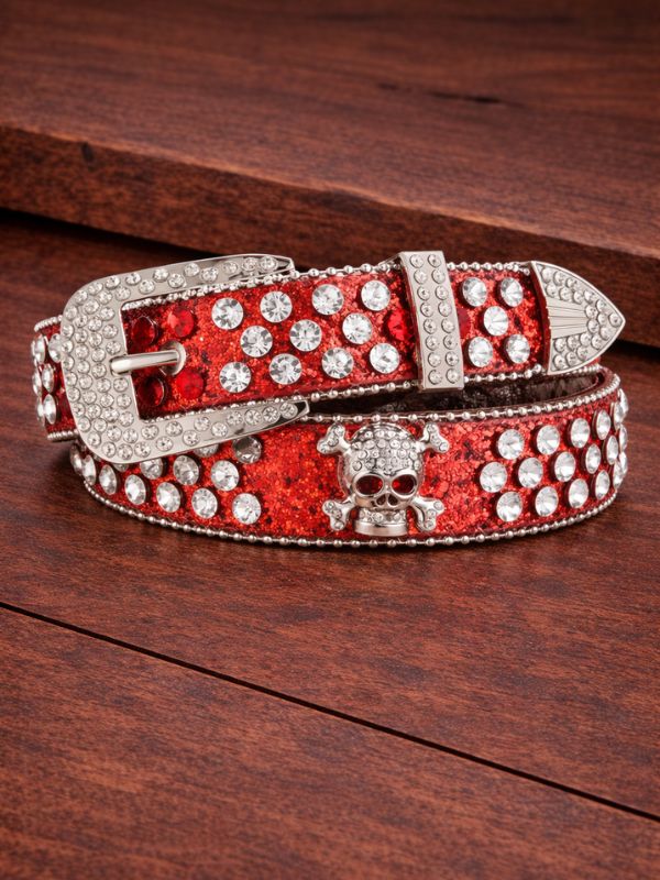Rhinestone Skull Belt