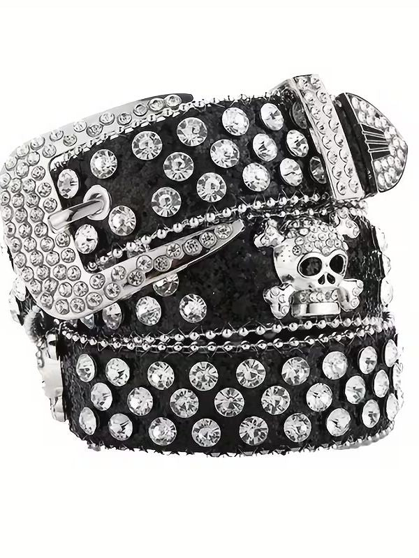 Rhinestone Skull Belt