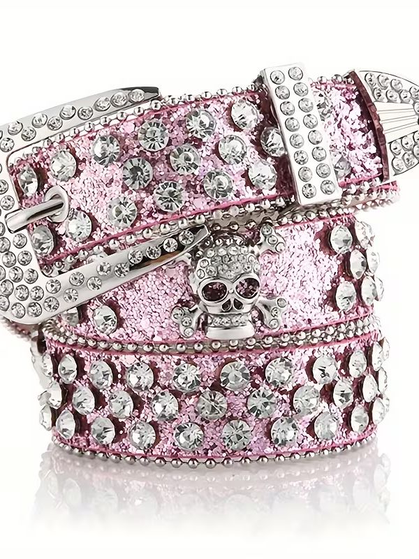 Rhinestone Skull Belt