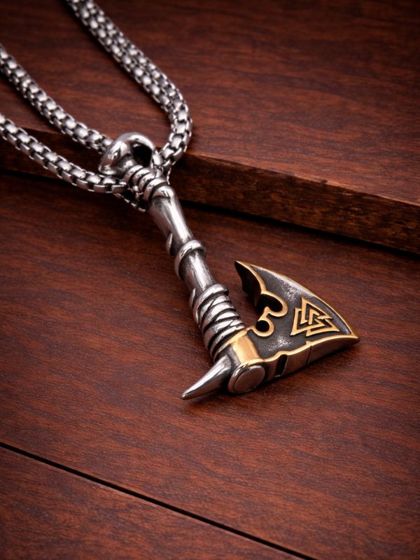 Viking Crow Axe  Necklace