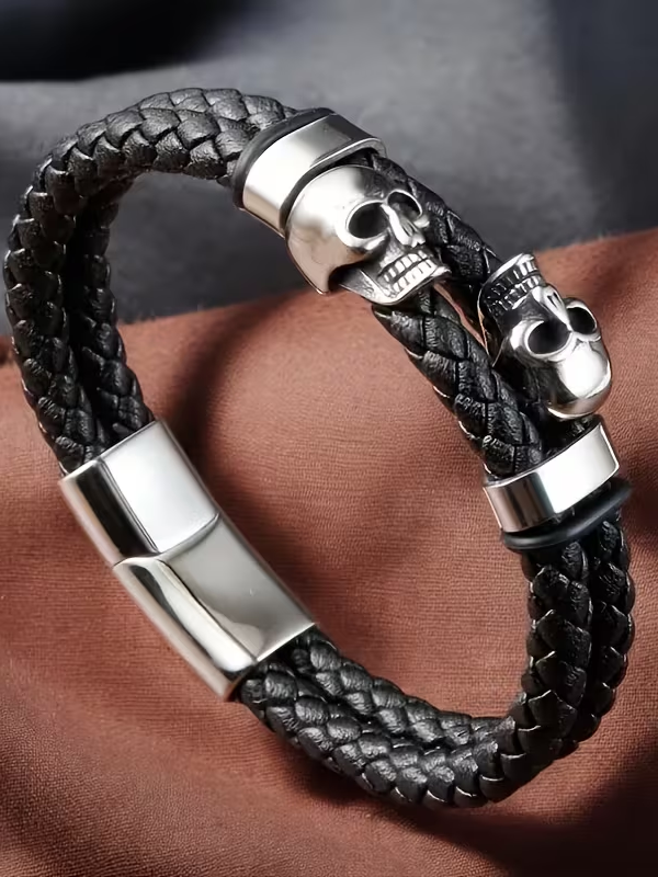 Leather Skull Bracelet